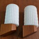 Paire d'appliques scandinaves teck opaline 60s