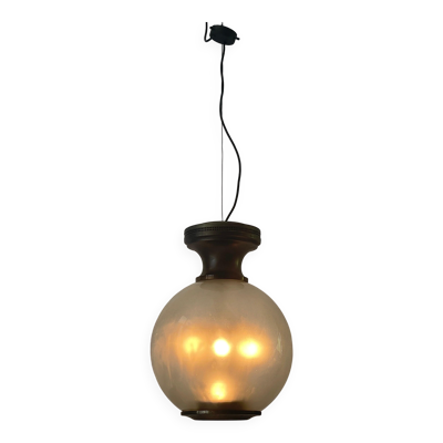 Suspension en verre Ball and Ball fumé, design italien, années 1960, Italie