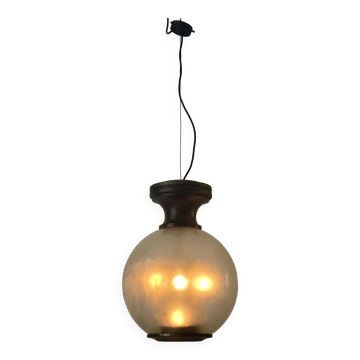 Exceptional smoked glass Ball and Ball pendant lamp, Italian design, 1960s, Italy.