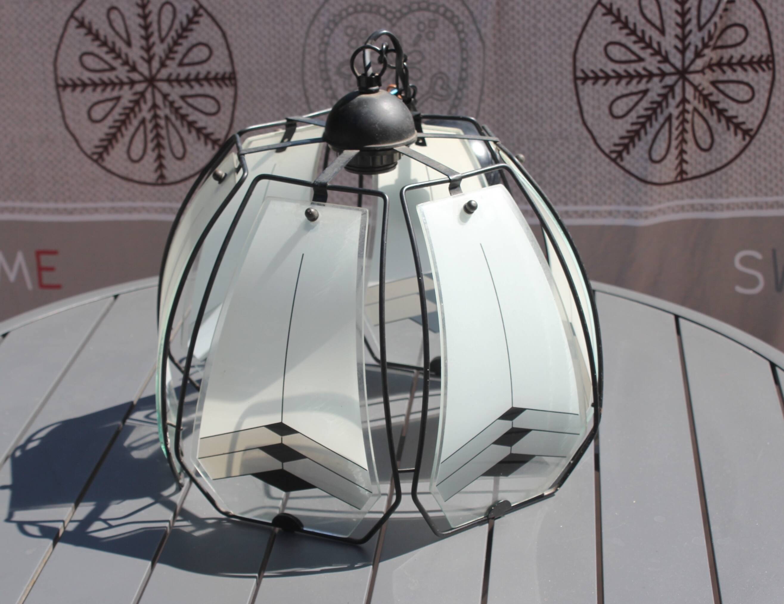 50s design metal and glass tulip ceiling light