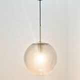Large Mid-Century Smoked Air-Bubbled Glass Ball Pendant/Ceiling Light From Limburg, Germany, 1970s