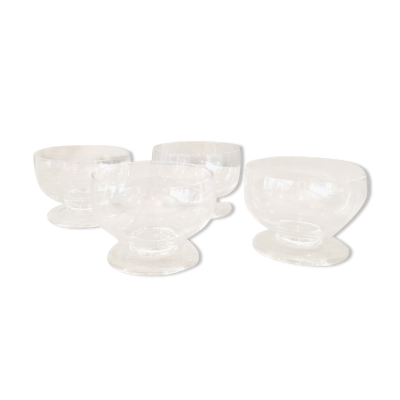 Suite de 4 coupes a champagne ou coupe a glaces daum nancy croix de lorraine france
