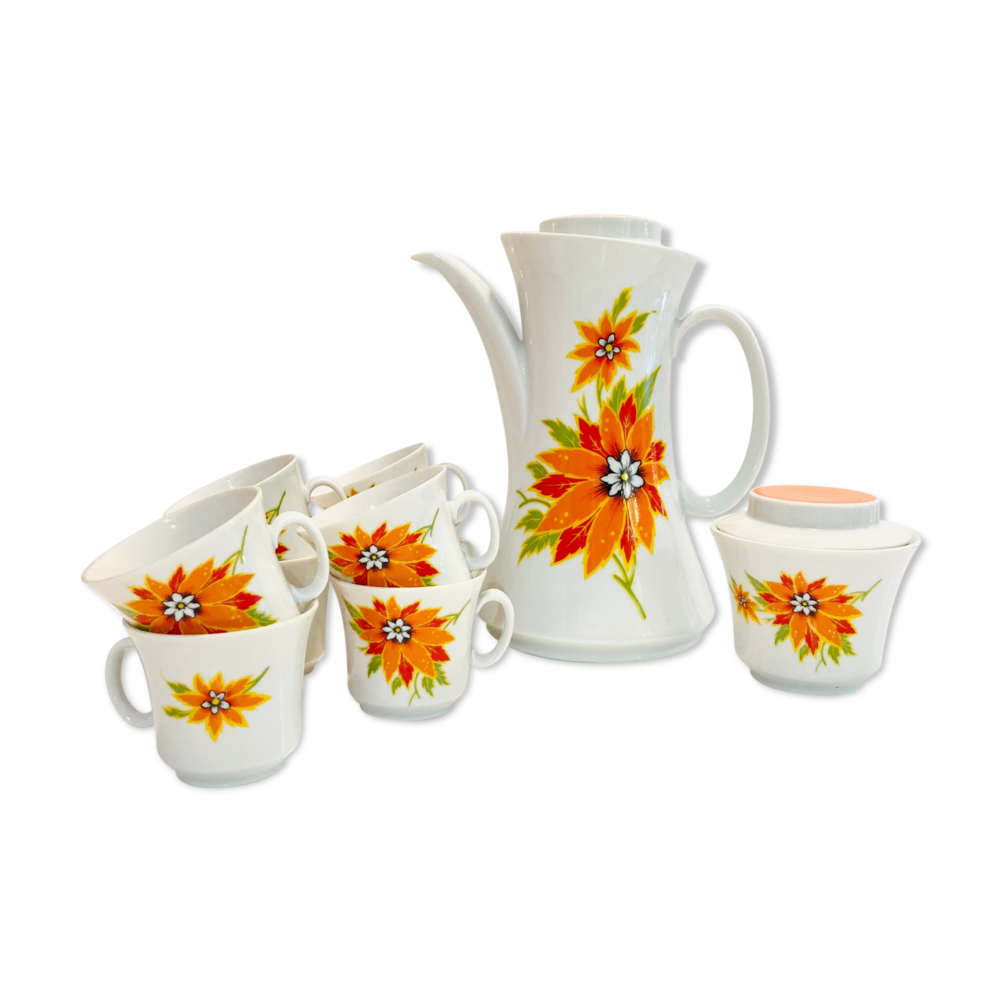 Teapot set & 8 cups 70s winterling schwarzenback bavaria germany-retro-kitchen -vintage