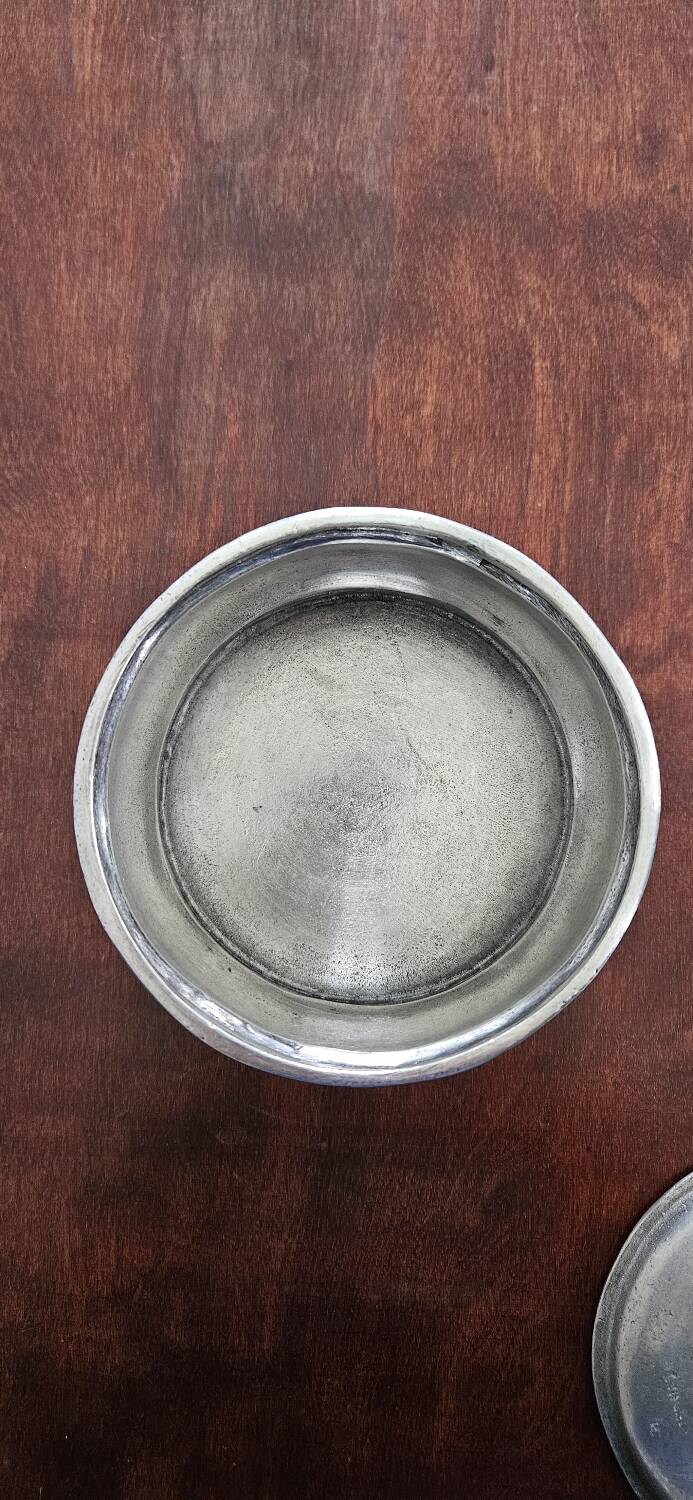 Antique round tin candy box