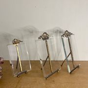 Set of 3 old art deco frames in beveled glass and brass
