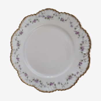 Assiette plate en porcelaine de Limoges décor or 1890-1900 A Lanternier Brink & Winckler 2e choix