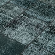 Hand-knotted oriental overdyed 174 cm x 242 cm black patchwork rug
