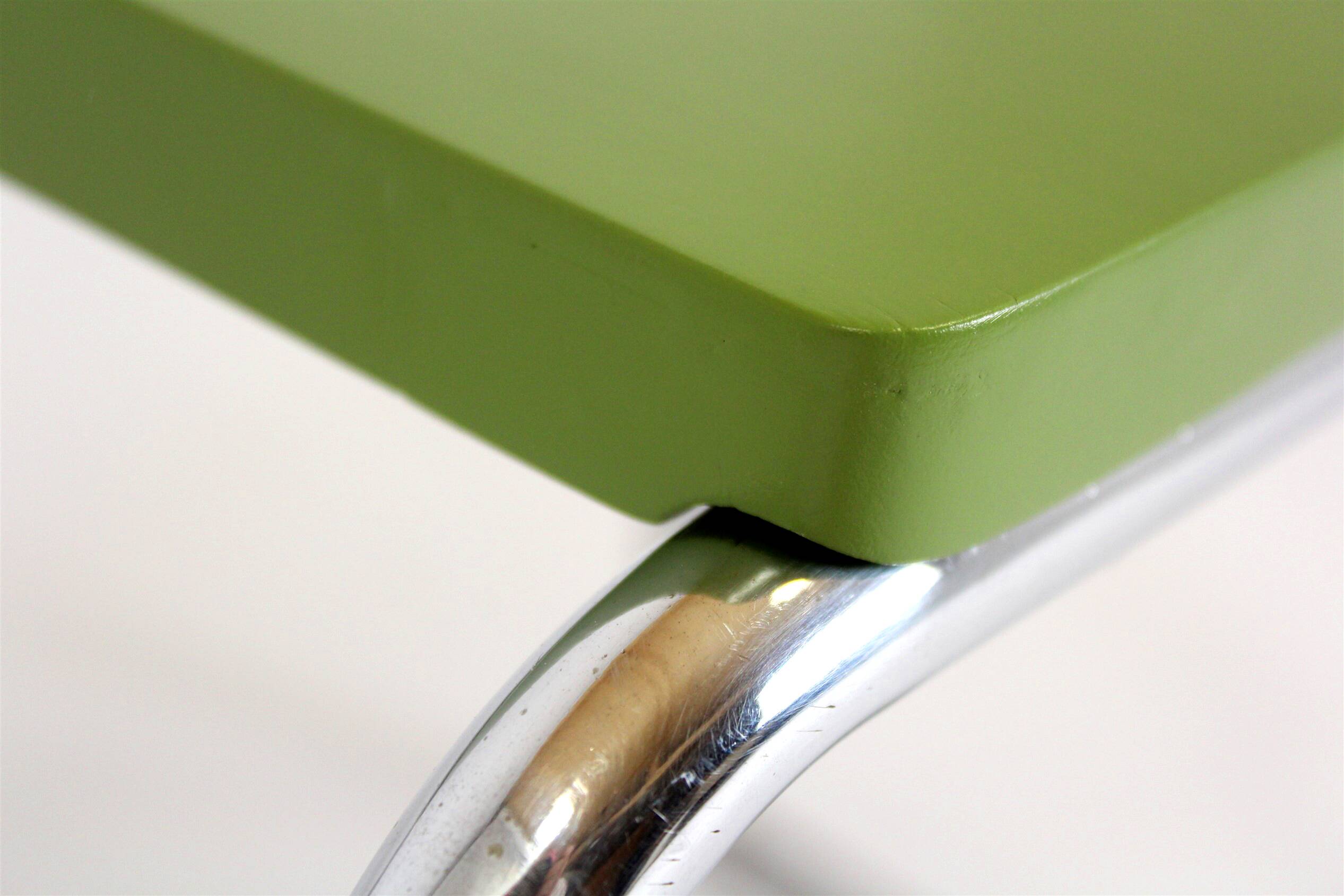 Restored Bauhaus Chromed Tubular Steel Stool from Slezak, 1930s