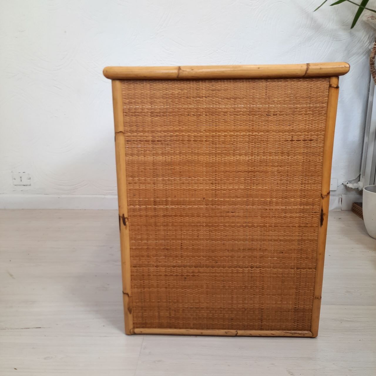 Pair of wicker and bamboo desks, Dal Vera, vintage