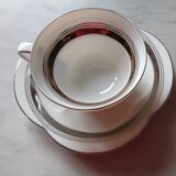 6 coffee cups in fine epiag white and steel gray moiré porcelain