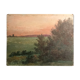 Huile sur panneau scène de paysage à l'aurore