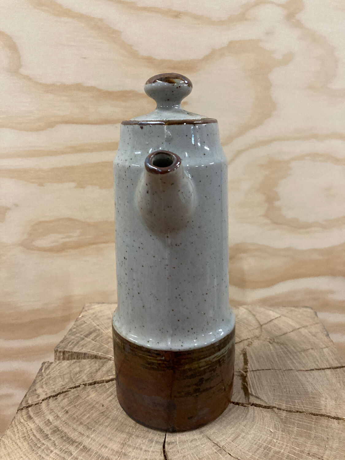 Japanese teapot in gray and brown stoneware