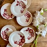 Set of 8 vintage dessert plates Flora