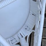 Peacock armchair and chair in white rattan, 1970