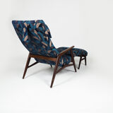Lounger with footstool and neck pillow