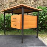 Vintage modernist office in oak and metal tubular base