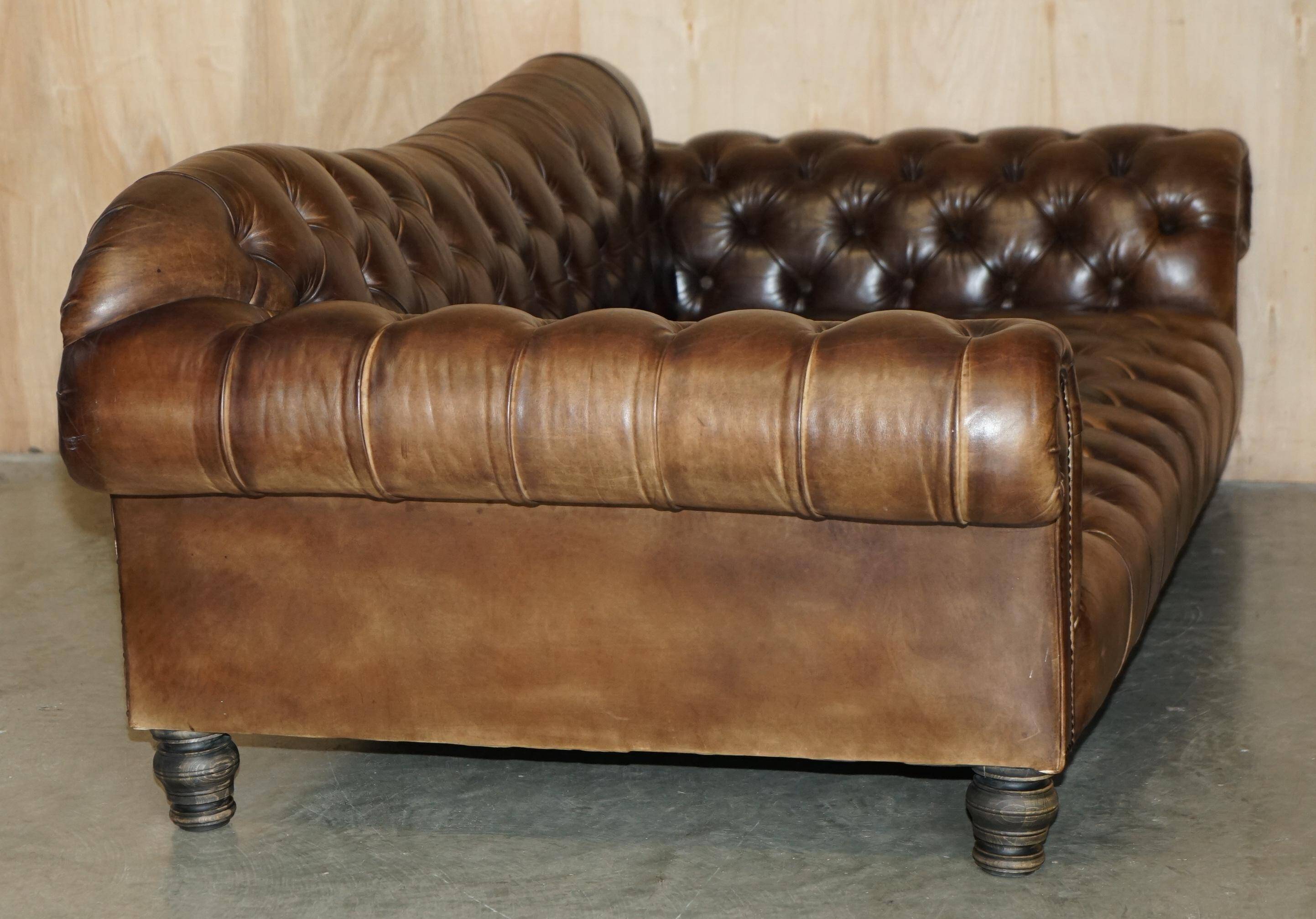 Vintage oversized Chesterfield canapé in hand-dyed leather.
