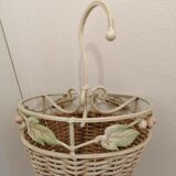 Umbrella holder in metal and wicker decor floral