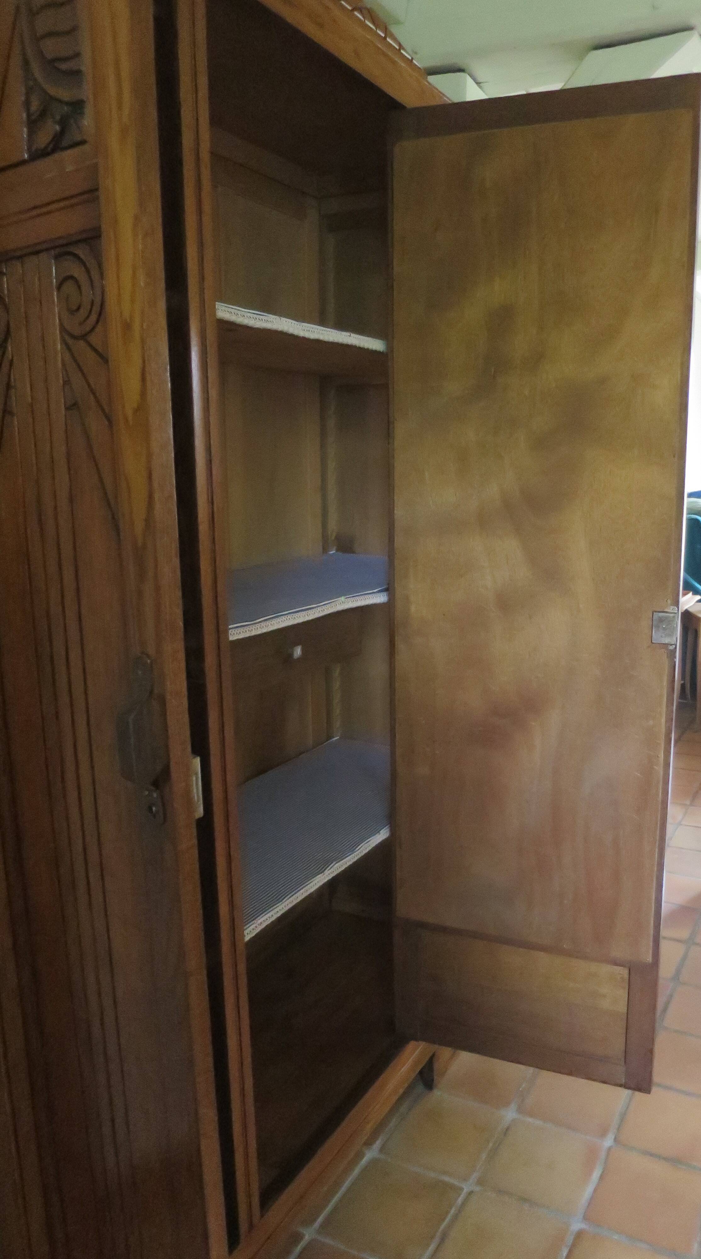 Parisian art deco carved wardrobe with mirror 130 x 200
