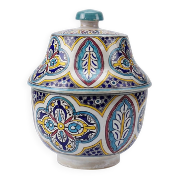 Jobbana ancienne de Fès en faïence polychrome, Maroc XXe