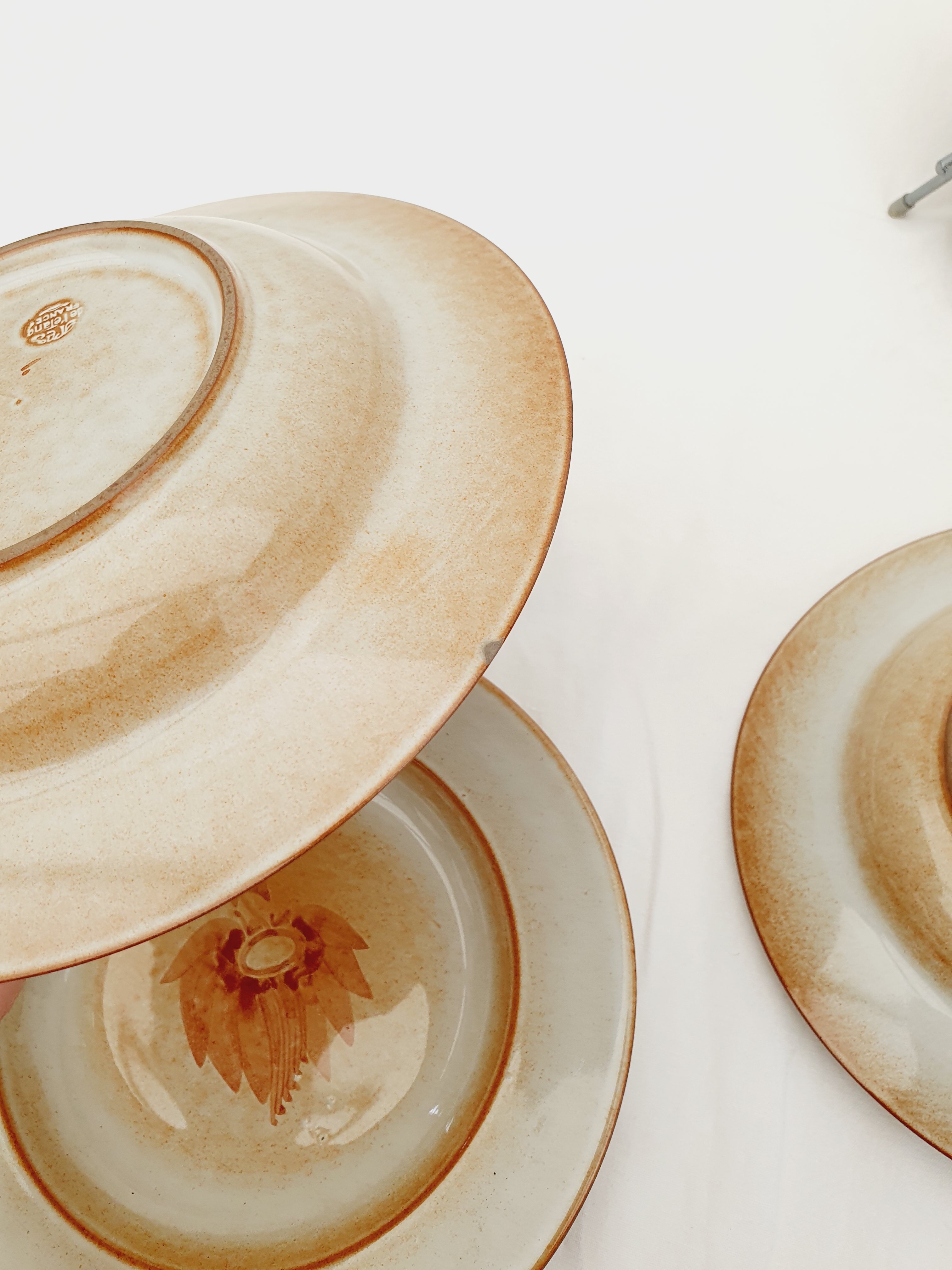 Series of 9 hollow plates pond sandstone