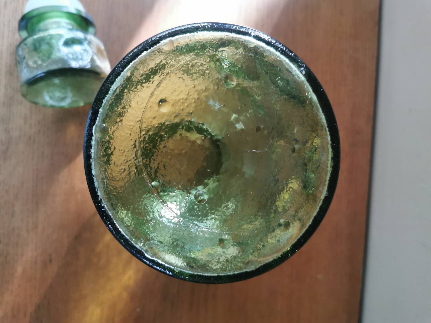 Pair of vintage 70s grainy glass carafes