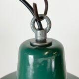 Industrial green enamel pendant lamp, 1960s