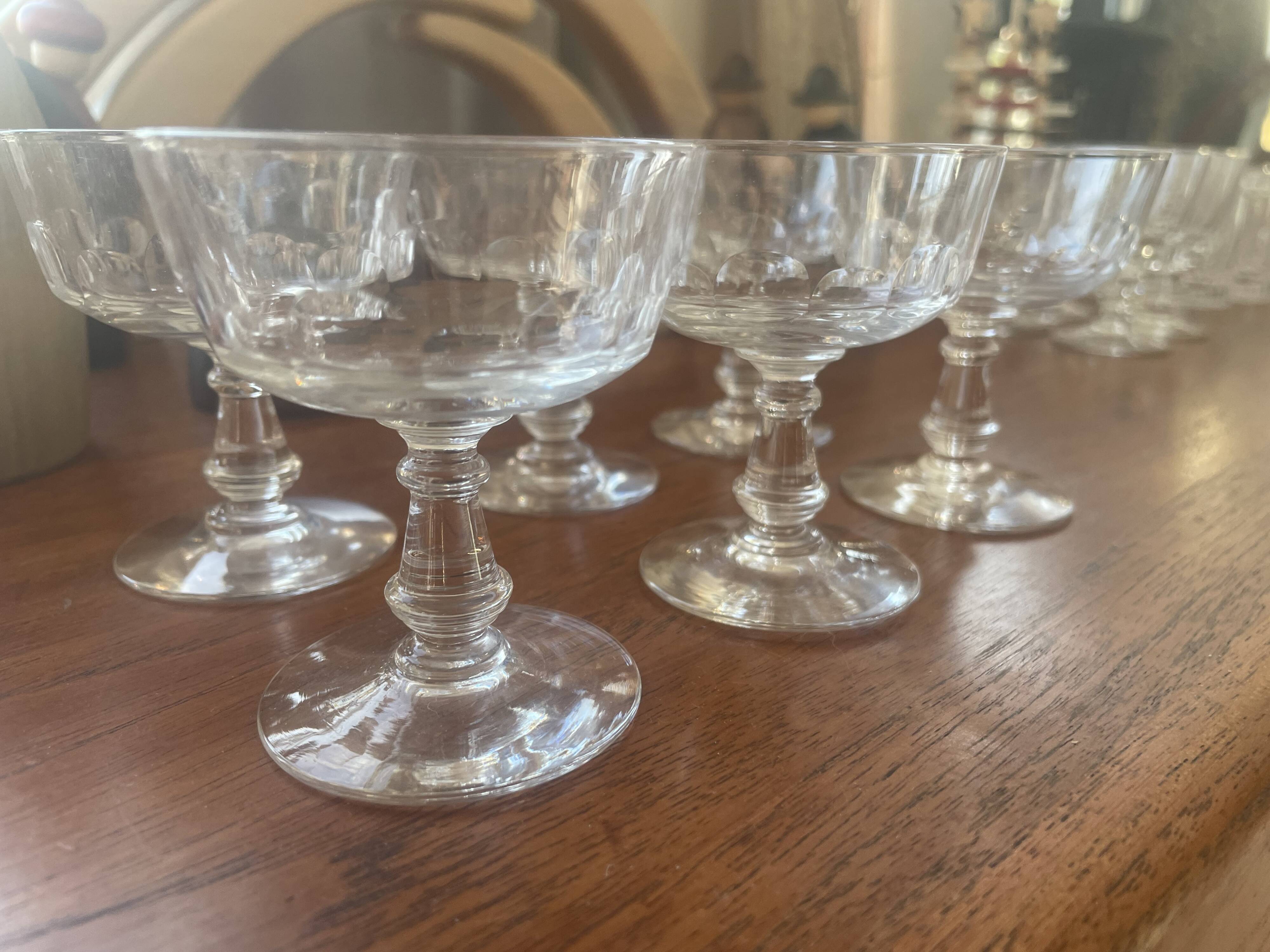 6 small crystal liqueur/apéritif glasses