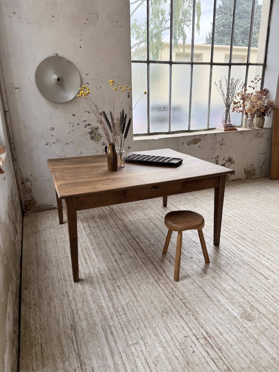 Large “square” oak farmhouse table 1950