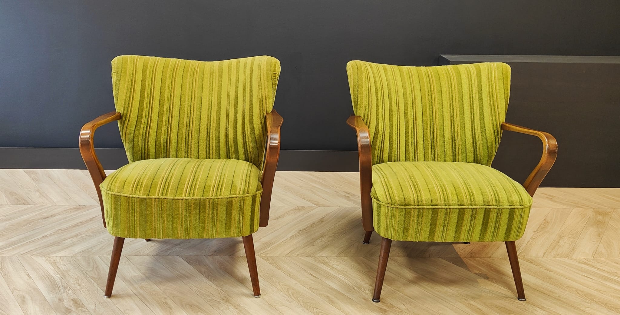 Two mid century cocktail chairs, vintage