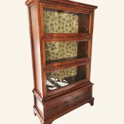 Globe-Wernicke display cabinet in walnut, 3 modules and drawer.