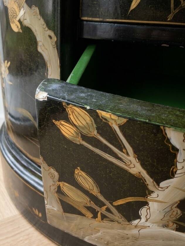 Black and gold lacquered Chinese storage furniture