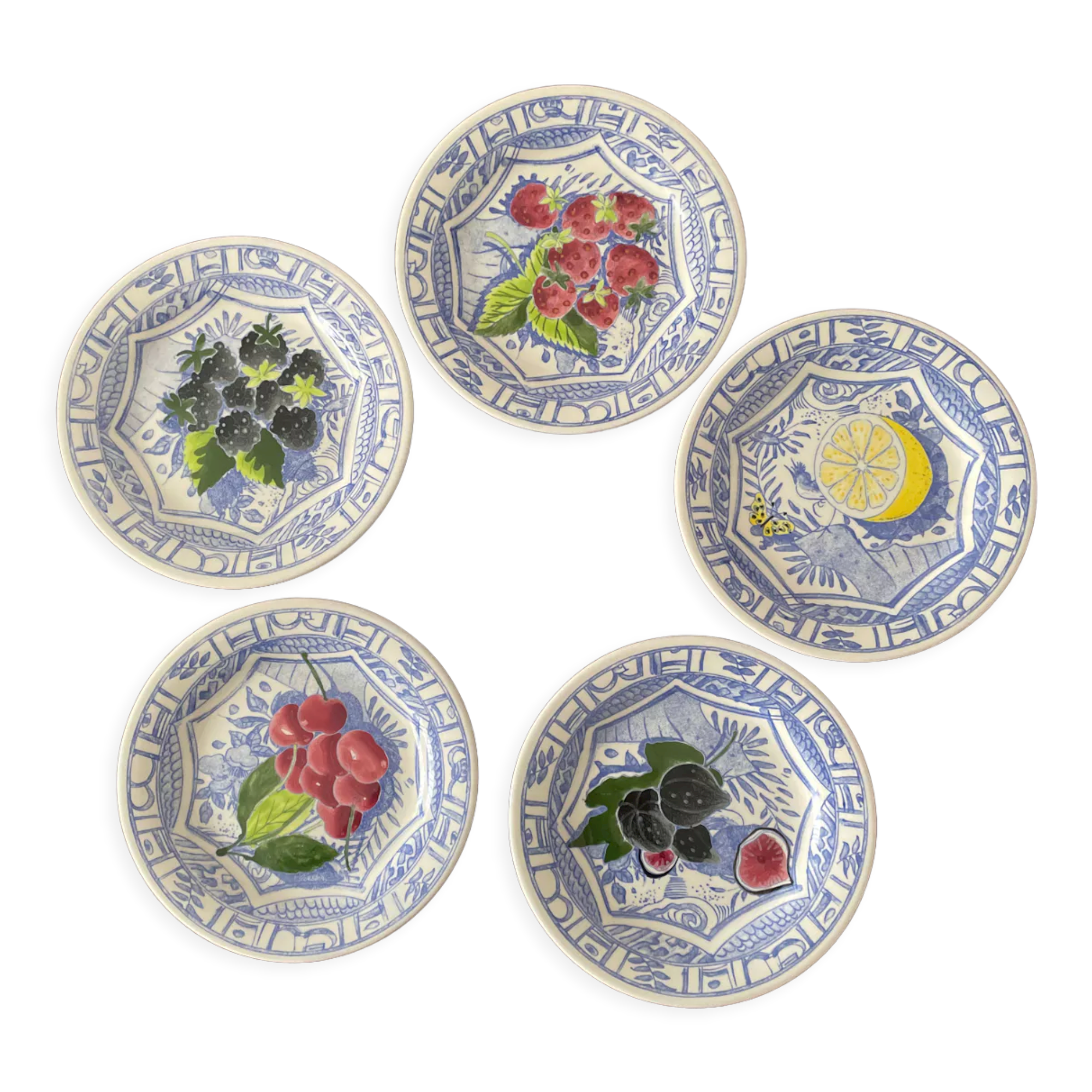 Set de 5 assiettes Gien pour le dessert