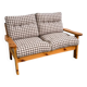 Vintage Two-Seater Pine Sofa with Original Checked Upholstery, 1970s