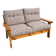 Vintage Two-Seater Pine Sofa with Original Checked Upholstery, 1970s