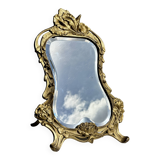 Art Deco style gilded bronze mirror with beveled glass H40cm