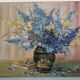 Painting on canvas vintage bouquet of flowers
