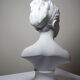 Bust of Louise Brongniart after Houdon, white biscuit Tharaud Limoges 20th century.
