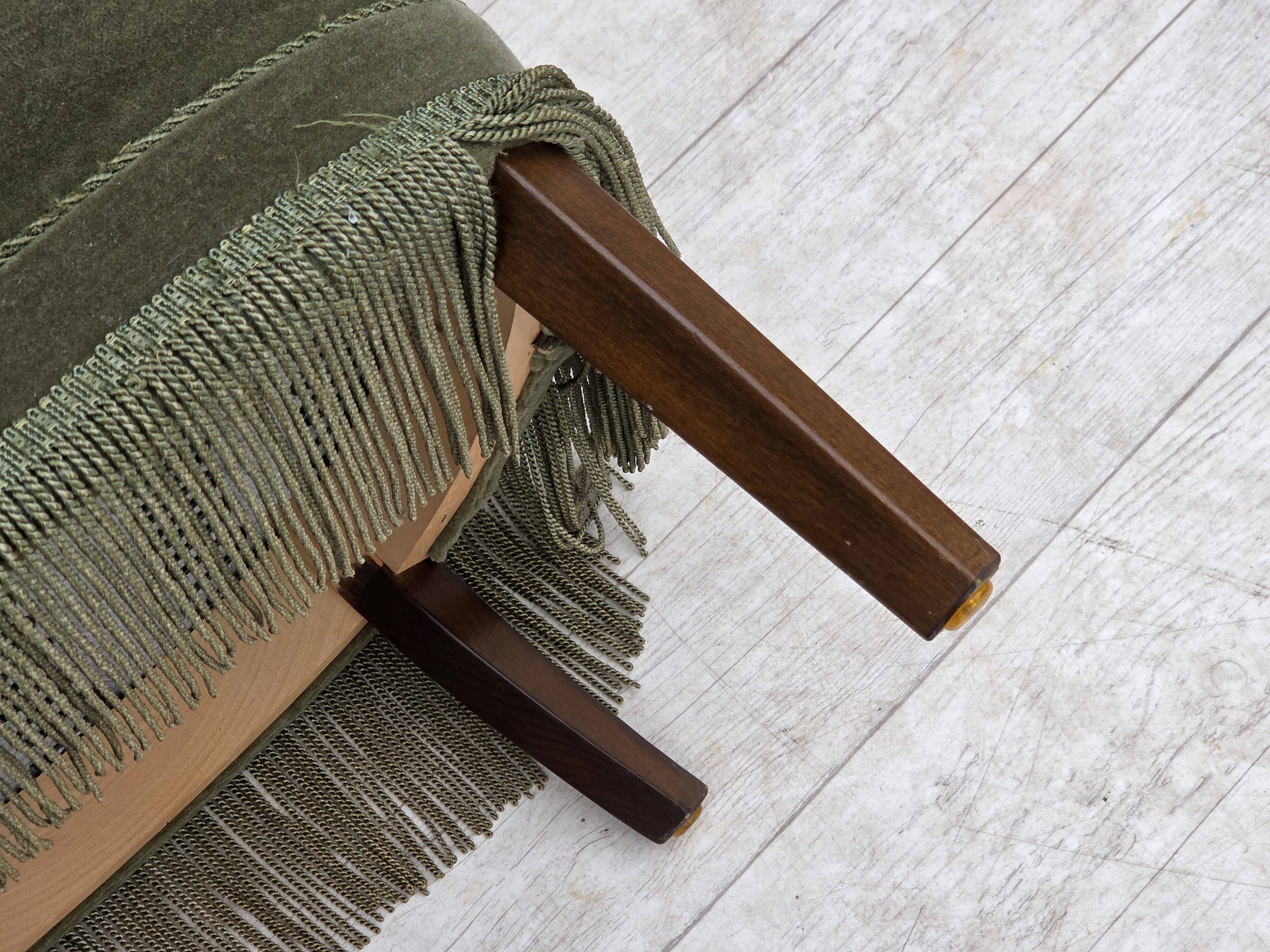 1970s, Danish armchair, green furniture velour.