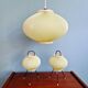 Paire de lampes tripode en celluloïd plissé vert pâle, 1960