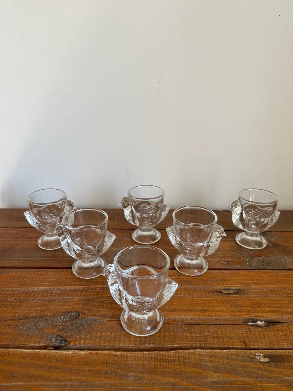 6 glass egg cups
