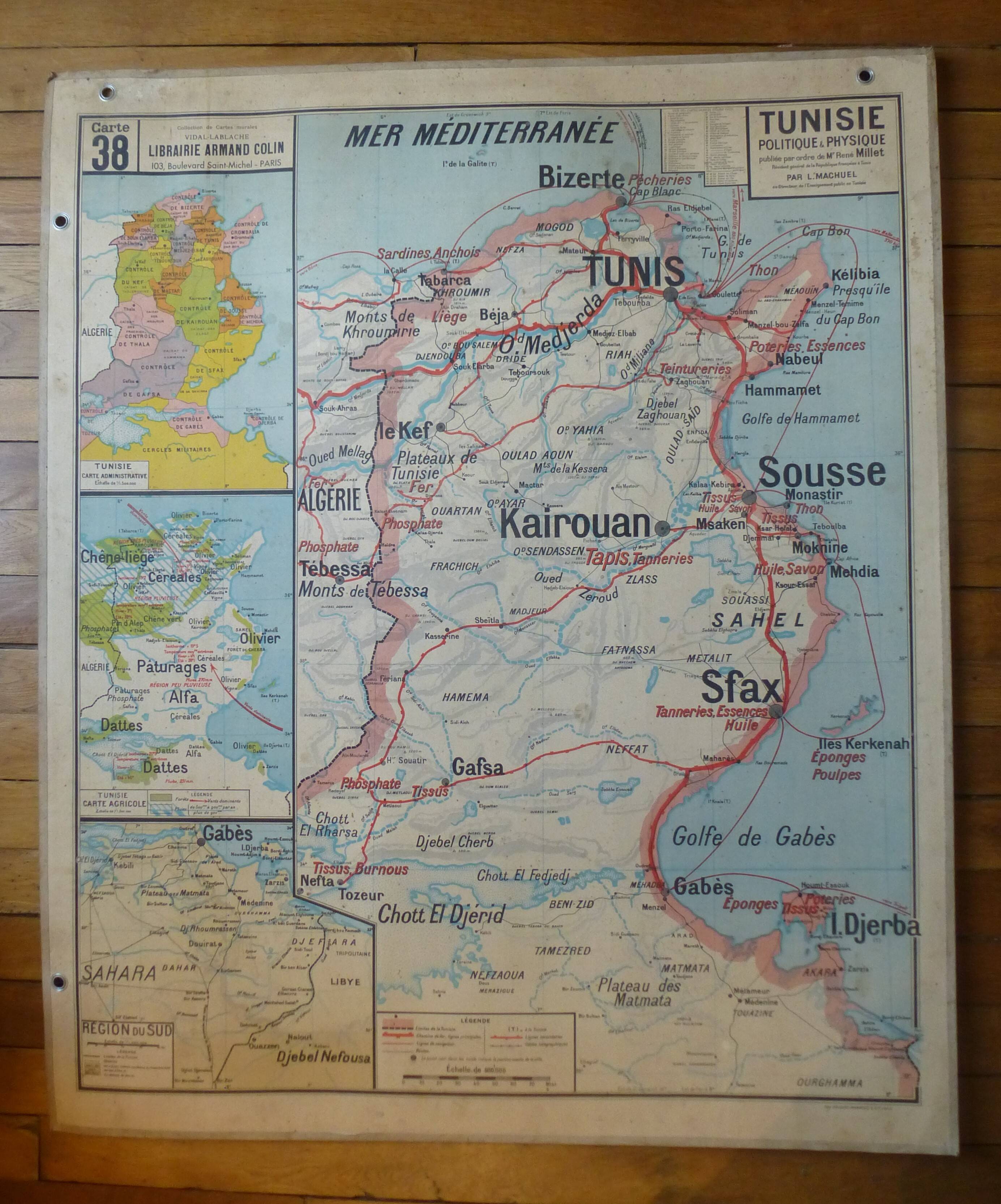 Old Madagascar / Indochina school map, ed. Vidal-Lablache 1930