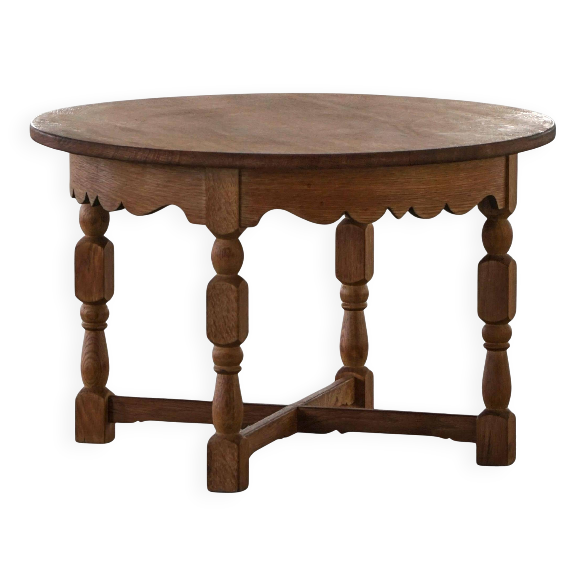 Mid-century Danish round side table in solid oak, Henning Kjærnulf, 1960s.