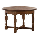 Mid-century Danish round side table in solid oak, Henning Kjærnulf, 1960s.