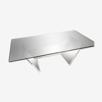 Coffee table 70/80 plexi and glass top