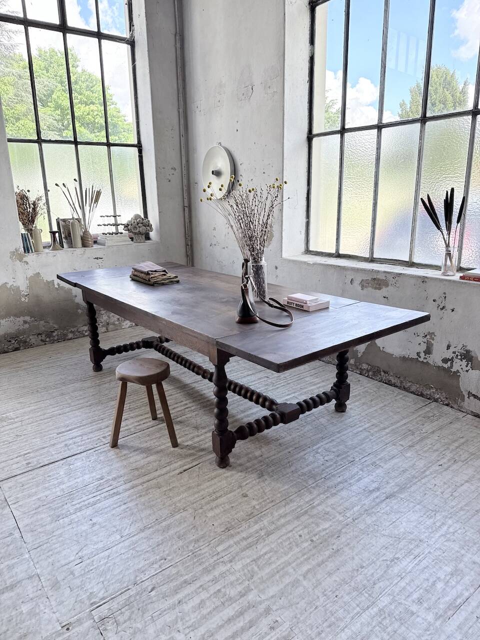 Solid oak table 1900 drapery style XL 280cm with extensions