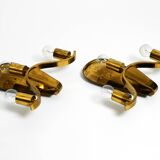 Pair of large heavy Mid Century brass wall lights from a German church