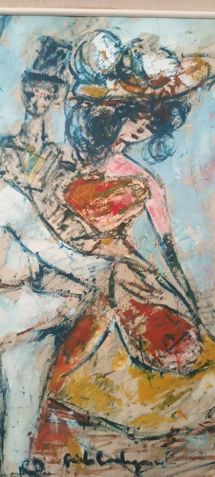 Mixed media on paper, masked figures GUIDO CODOGNONE (1901-1968)