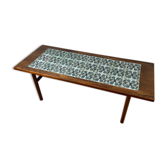 Scandinavian coffee table in rosewood and earthenware, 60s