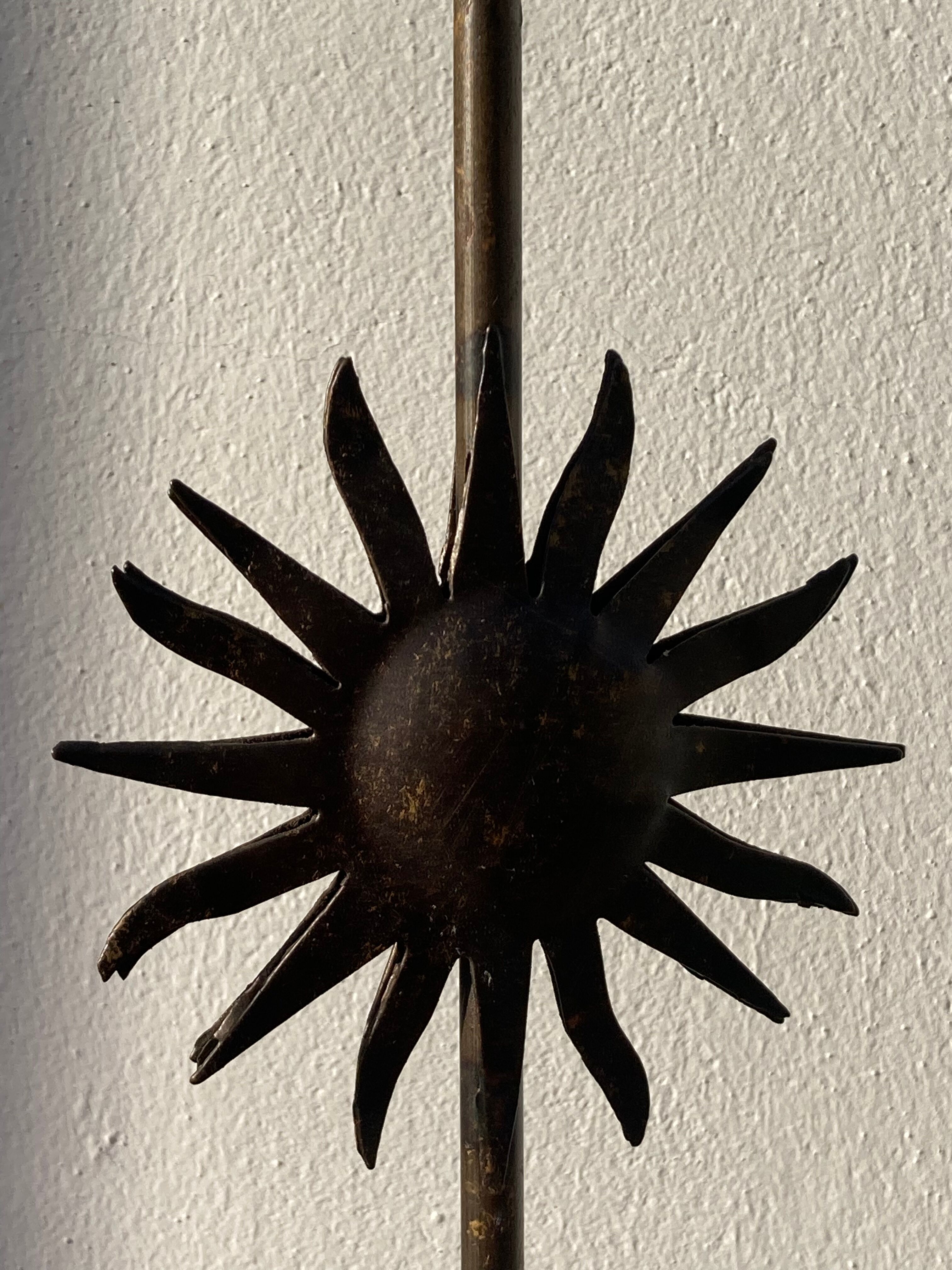 Vintage sun-shaped wrought iron lamp foot